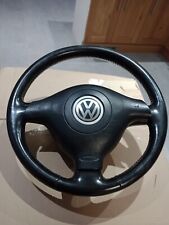 VW GOLF CABRIOLET MK3 MK3.5 BLACK LEATHER STEERING WHEEL 3 SPOKE GENUINE 