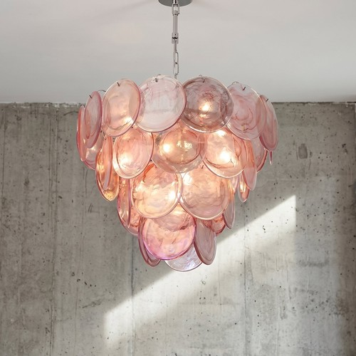 Lustre rond verre rose - rond,