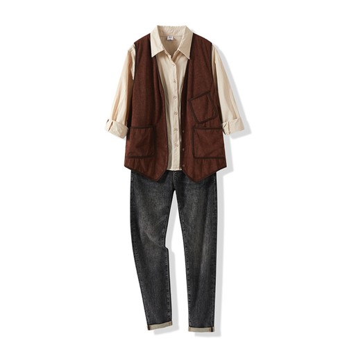Gilet velours côtelé pour - velours,