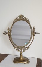 Brass Psyche Mirror. Adjustable Tilt / Art Nouveau 