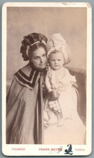 CDV 1870's Nurse and Baby Carrying Copper Bucket Toy Photo Chambay in Paris