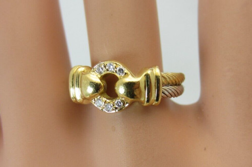 Bague câble blanc et - or,