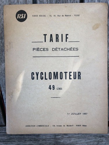 Tarif pièces détachées