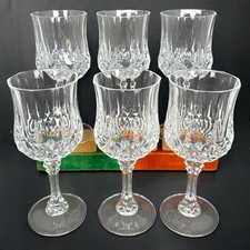 Lot de 6 verres à pied en cristal d’Arques taillé, modèle Longchamp, années 60