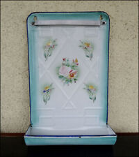 OLD LADLE HOLDER UTENSILS ENAMELLED SHEET METAL FLORAL DECOR WITH ROSES JAPY 1920