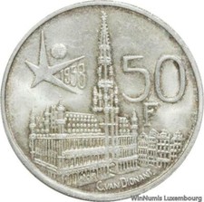 V7413 Belgique 50 Francs Baudouin Expo 1958 Légende FR Argent Monnaie FDC