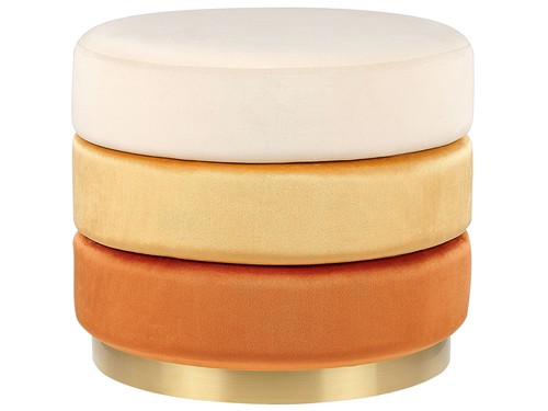 Pouf velours orange assise - en,