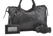 BALENCIAGA the City Bag Black Leather 2way 115748 Y2K Shoulder Handbag Japan
