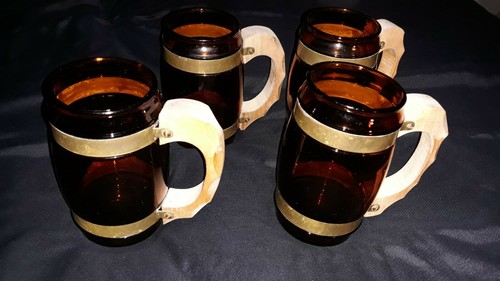 Brown barrel shaped glass - brown,
