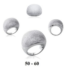 Grosse Bague Rhodié T60 Diamant Cz Micro-Sertie Argent Massif 925 Dolly-Bijoux