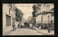 Old postcard Champigny, La Rue Mignon, Cafe du Commerce 
