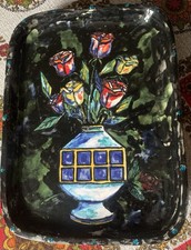 Grand plat mural en céramique