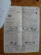 BOURG: receipt invoice + factory rate refractory pottery DUMONT SIBELLAS