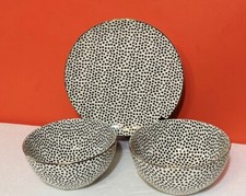 Set of 3 Thyme & And Table Boho 6" Cereal Bowls Black & White Polka Dots