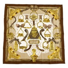 Hermes Silk Scarf Carre 90 "ETRIERS" Brown Silk Scarf