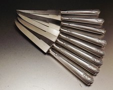 WMF ALLEMAGNE 8 COUTEAUX A FRUITS ART NOUVEAU JUGENDSTIL METAL ARGENTE VERS 1900