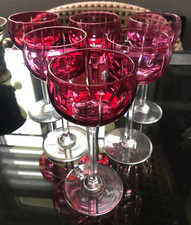 Belle Série de 6 verres Cristal forme Ballon Couleur Lorrain Saint Louis ? 14cm