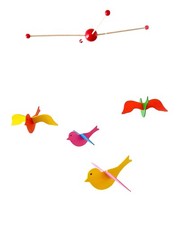 Mobile Avec 4 Moineaux Bois Env. 25-30cm Large Lit Bébé Chambre Bébé Endormi