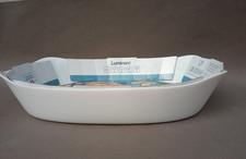 Plat au four gratin roti poulet Luminarc en verre blanc type Arcopal