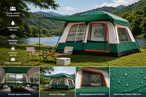 Tente camping personnes - 4-6,