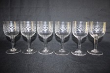 6 verres ballon à eau gravé à l'aiguille, décor  géométrique, hauteur 14.8 cm