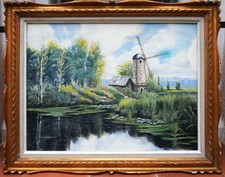 tableau signé Ruiz: moulin à