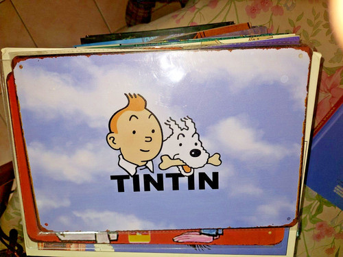 Plaque tole tintin - tole, milou