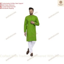 Kurta Long En Coton Pour Hommes Indien Tonic Vêtement Traditionnel De Fête
