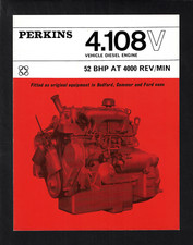 PERKINS 4.108 DIESEL ENGINE FOR BEDFORD/COMMER/FORD 4 PAGE BROCHURE JUNE 1968
