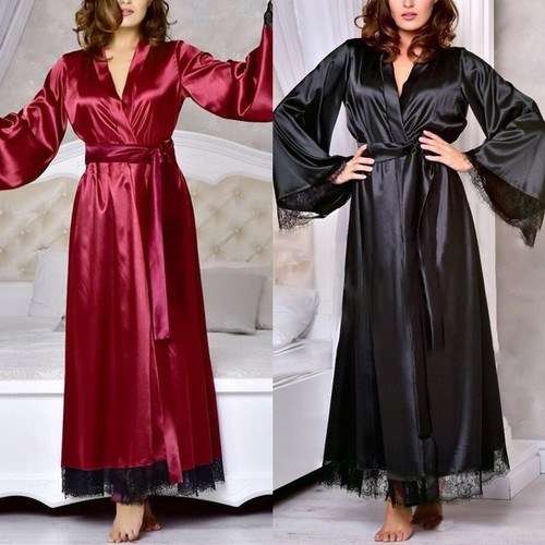 Peignoir long satin pour femme