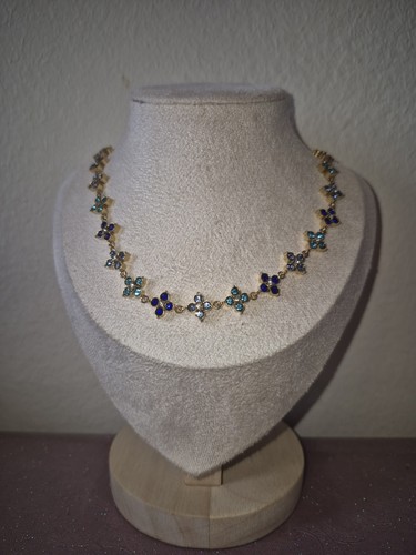 Collier trefle strass - a,