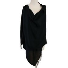 Large écharpe, étole, châle unie noire cachemire  laine top qualité cadeau