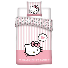 Hello Kitty Club Linge de Lit Réversible Set 2tlg 135 X 200 CM / 80 X 80 CM