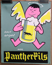 Affiche originale ancienne  Bière aux anges avec Pantherpils /RS309