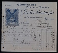 Billhead Invoice TOURS 1911 Hardware SAINTON Cast Metal Illustrated 129