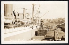 WA Everett RPPC c.1930 STEAMSHIP LOADING SHINGLES from DOCK by Ellis 1413