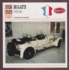 1926-1929 Bugatti Type 38A 38-A France Car Photo Spec Sheet French Card