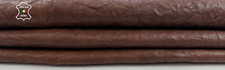 Cognac Brun Lavé En Cuir De Petit Animal Plissé Épais 8 Pi² 1,2 Mm #C3829