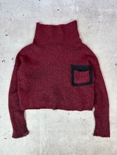 Sarah Pacini Made in Italy Burgundy Mohair Wool Bland Cropped Sweater One size