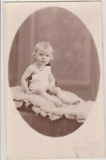 OLD POSTCARD PHOTO - BABY / DRESS / NECKLACE / STUDIO MILLECAMPS / AUCHEL - sheepskin