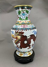 Chinese Cloisone Vase w Dragon & Phoenix