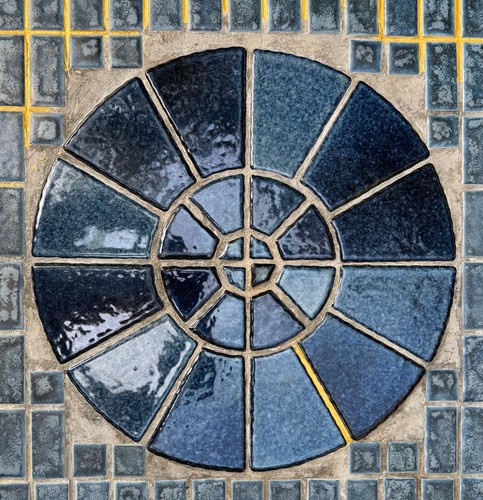 Vintage mcm blue tile mosaic - vintage,