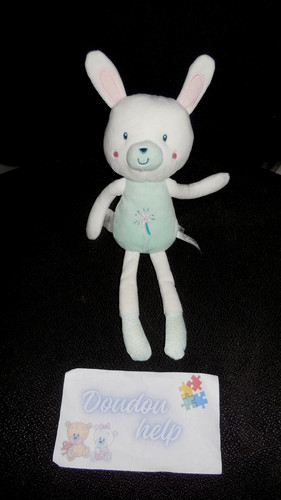 Doudou peluche lapin vert - doudou,