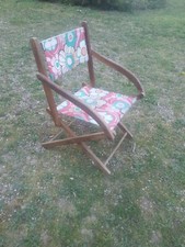 Chaise pliante, bois et toile, vintage.