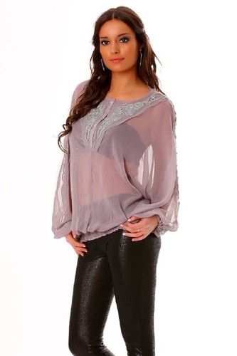 Blouse grise transparente tu - blouse, /