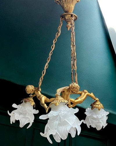 Lustre ancien laiton massif - ancien, en
