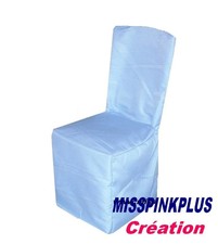 Les 6 / HOUSSE de CHAISE TISSU AMEUBLEMENT / BLEU Satiné