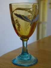 SAND LEGRAS ANTIQUE GLASS LIQUEUR MODEL DRAGONFLY DECOR ENAMEL ART NOUVEAU No. 1