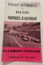 PROGRAMME circuit automobile de montagne 1966 Clermont Ferrand trophée Auvergne 
