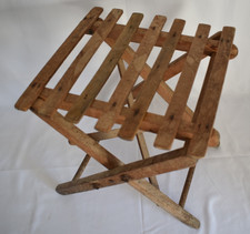 OLD WOODEN FOLDING STOOL CAMPING FISHING VINTAGE 1930/1950